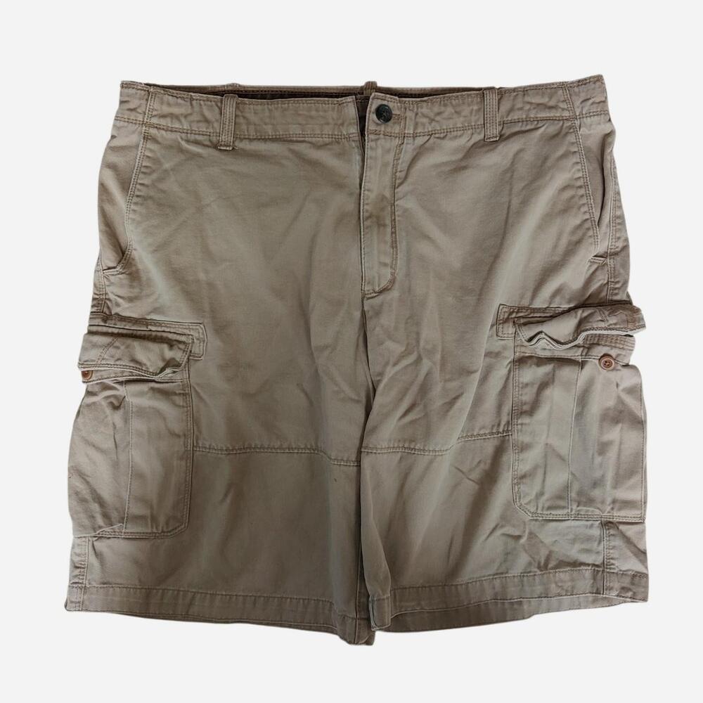 Tan Timberland cotton relaxed fit cargo shorts